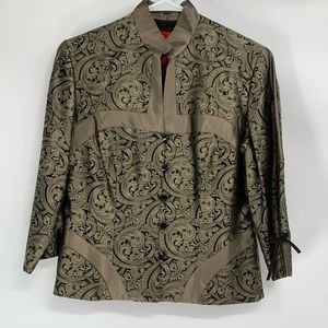 Skirt Suit Career jacket blazer paisley print black